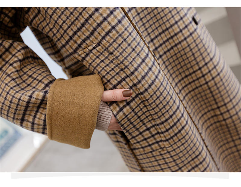 Rudens ziemas rūtaini vilnas mēteļi sieviešu apģērbi gari vējjaku mēteļi 2023. gada jauns, brīvs sieviešu vilnas jakas casaco feminino v665