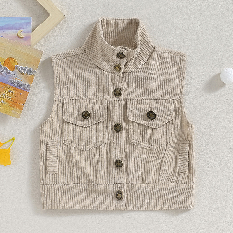 Dječji prsluk od samta od 0 do 4 godine za dječake Djevojčice Dječja jesen zimska odjeća za malu djecu Gornja odjeća na kopčanje na revere Prsluk bez rukava