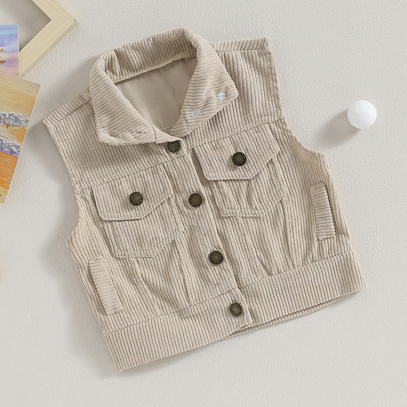Dječji prsluk od samta od 0 do 4 godine za dječake Djevojčice Dječja jesen zimska odjeća za malu djecu Gornja odjeća na kopčanje na revere Prsluk bez rukava
