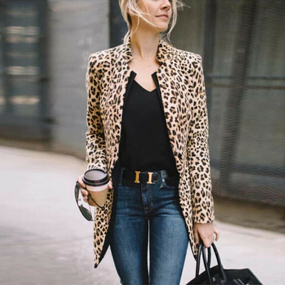 Дамски якета, есенни дамски модни леопардови щампи, секси зимни топли широки женски якета, якета, якета от вятър, жилетка, дълга жилетка, палто