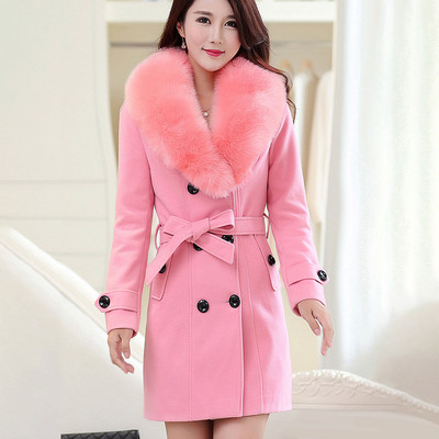 Naiste kunstkarusnahast krae, soliidne mantlid naiste õhukesed kaherealised villased jakid mantel Uus sügistalv naiste välirõivad 5Xl