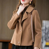 Modni vuneni kaput Ženski proljeće jesen 2023. Kratki kaputi s ovratnikom na rever Široke vunene jakne Ležerna gornja odjeća Ženski kaput