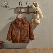 EWODOS Mala djeca, dječaci, zimske tople plišane jakne Ležerne jakne s patentnim zatvaračem dugih rukava Crtane jakne s kapuljačom Dječje kapute