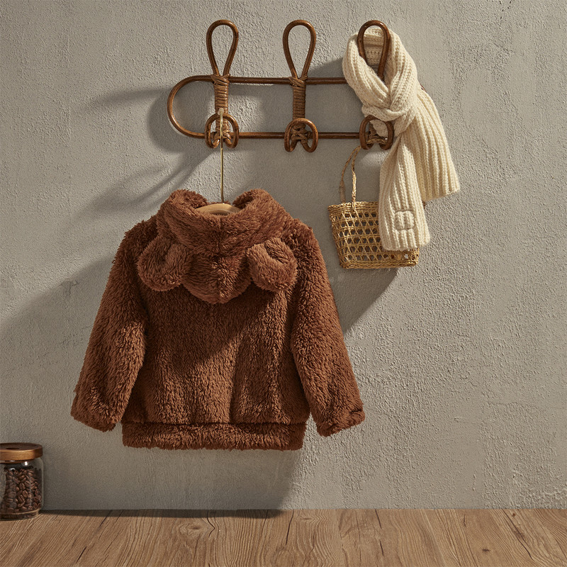 EWODOS Mala djeca, dječaci, zimske tople plišane jakne Ležerne jakne s patentnim zatvaračem dugih rukava Crtane jakne s kapuljačom Dječje kapute