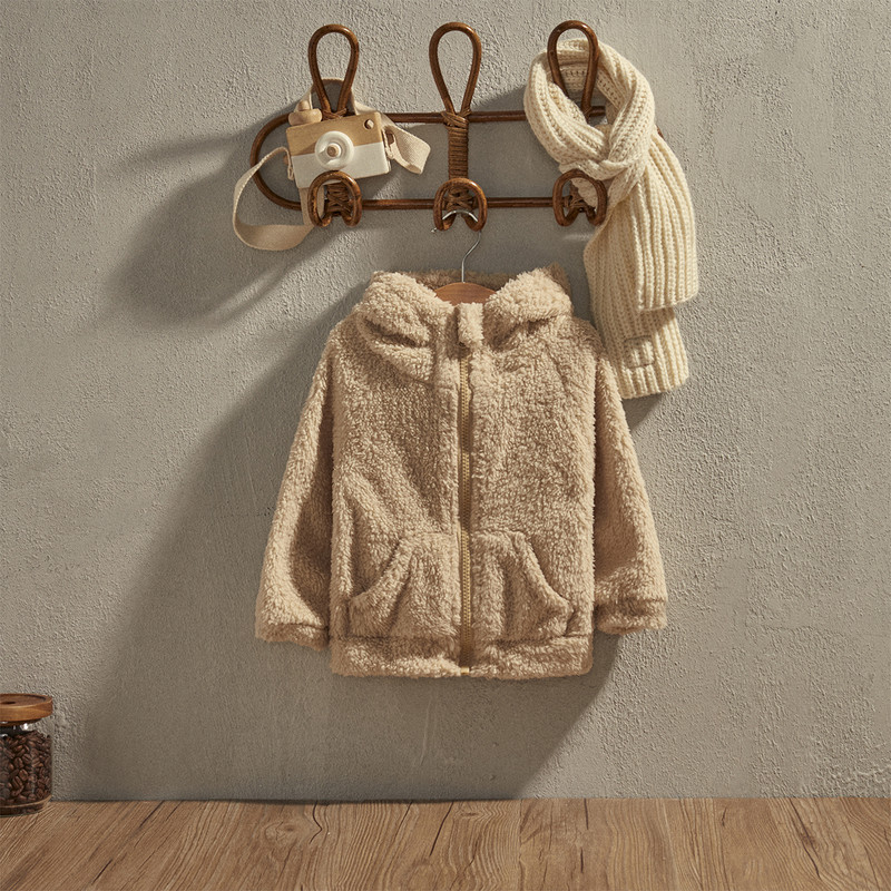 EWODOS Mala djeca, dječaci, zimske tople plišane jakne Ležerne jakne s patentnim zatvaračem dugih rukava Crtane jakne s kapuljačom Dječje kapute