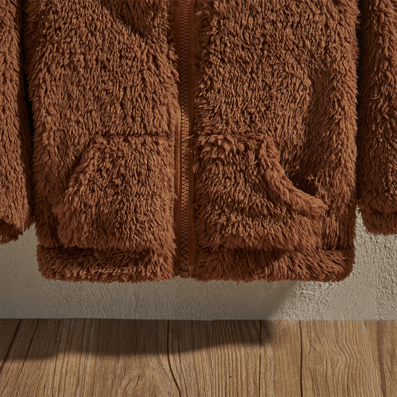 EWODOS Mala djeca, dječaci, zimske tople plišane jakne Ležerne jakne s patentnim zatvaračem dugih rukava Crtane jakne s kapuljačom Dječje kapute