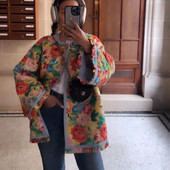 2024 Jesen Zima Ležerna ulična odjeća Ženska debela topla pamučna jakna s otisnutim cvjetovima Modna elegantna spojena ženska jakna dugih rukava