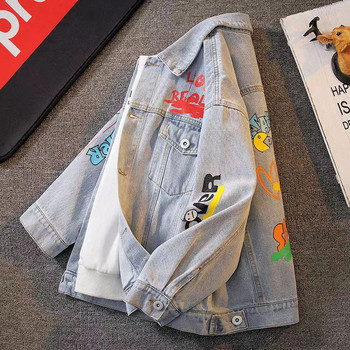 Άνοιξη Φθινόπωρο Παιδικά Ρούχα Αγόρια Τζιν Μπουφάν κινουμένων σχεδίων εμπριμέ 5-14 ετών Casual Παιδικά Jean Jacket Teenager Coat Outerwear