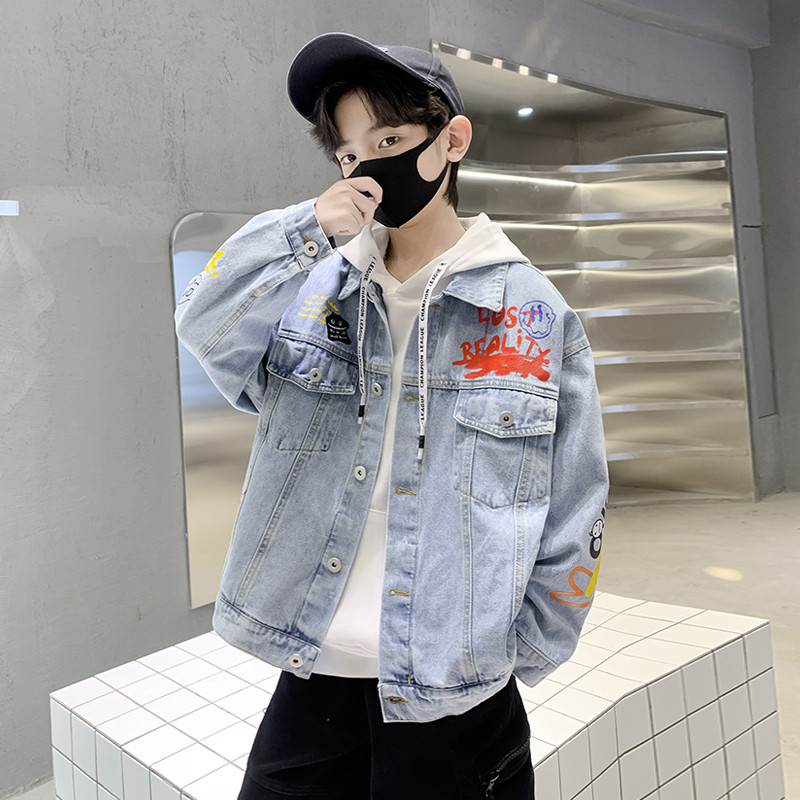 Proljeće Jesen Dječja odjeća Traper jakne za dječake S printom crtića 5-14 godina Ležerna dječja jean jakna Tinejdžerski kaput Gornja odjeća