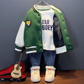 Детски дрехи Якета с букви Пролет 2022 Ново Бродирано Бейзболно палто за момче Бебе момиче Едноредно палто