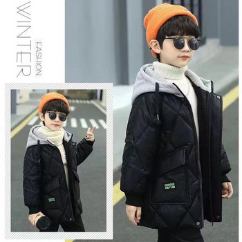 Χειμερινό μπουφάν για αγόρια 2-10 ετών Παλτό με κουκούλα και ζεστό για παιδιά Παιδικά εξωτερικά ρούχα με επένδυση από βαμβάκι