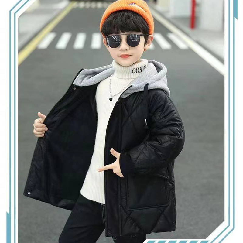 2–10 metų žiemos berniukų striukė, stora, šilta paltas su gobtuvu, skirtas vaikams, paminkštintas pamušalas, medvilniniai viršutiniai drabužiai