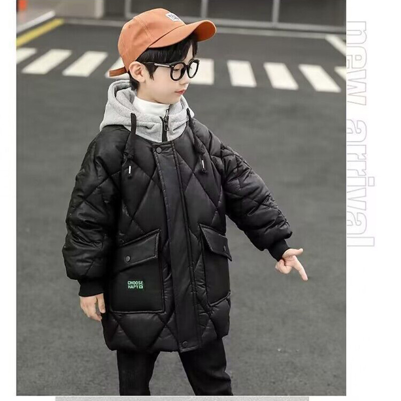 2–10 metų žiemos berniukų striukė, stora, šilta paltas su gobtuvu, skirtas vaikams, paminkštintas pamušalas, medvilniniai viršutiniai drabužiai