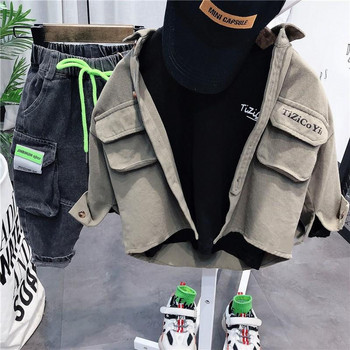 Нови якета за момчета Зелени детски палта Модни детски връхни дрехи Пролет Есен 2022-041