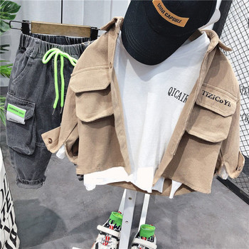 Нови якета за момчета Зелени детски палта Модни детски връхни дрехи Пролет Есен 2022-041