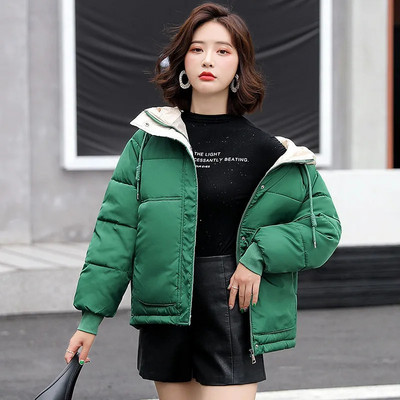 2023 Νέο γυναικείο μπουφάν Winter Parka με κουκούλα Βαμβακερό τζάκετ Γυναικείο casual χαλαρό χοντρό ζεστό παλτό Basic Fashion Parkas
