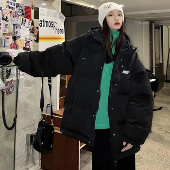 Ежедневни свободни дамски палта с памучна подплата и качулка Зимни удебелени ветроустойчиви якета Топли зимни облекла Парки Корейски горни дрехи с дълъг ръкав