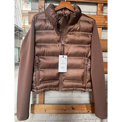 Moda de toamnă pentru femei Jachete negre scurte din bumbac, cu fermoar, mozaic, cu mânecă lungă, îmbrăcăminte exterioară pentru femei