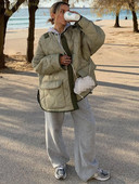 Zimska odjeća Ženske modne kapute za 2023. Preveliki široki pamučni kaput dugih rukava za mršavljenje Ženske pamučne jakne s valovitim uzorkom