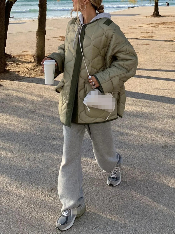 Zimska odjeća Ženske modne kapute za 2023. Preveliki široki pamučni kaput dugih rukava za mršavljenje Ženske pamučne jakne s valovitim uzorkom