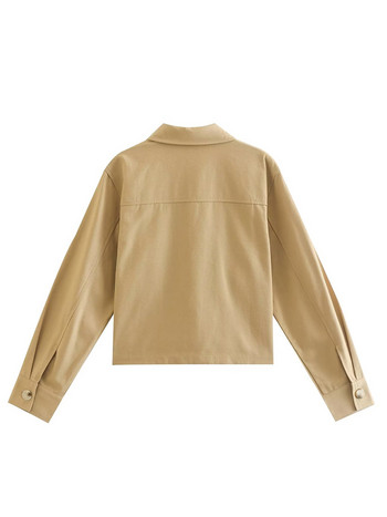 Y2K Къси бомбър якета в цвят каки 2023 Есенна мода Дамски ретро джобове Тоалети Улично Дамско шикозно палто Сладко