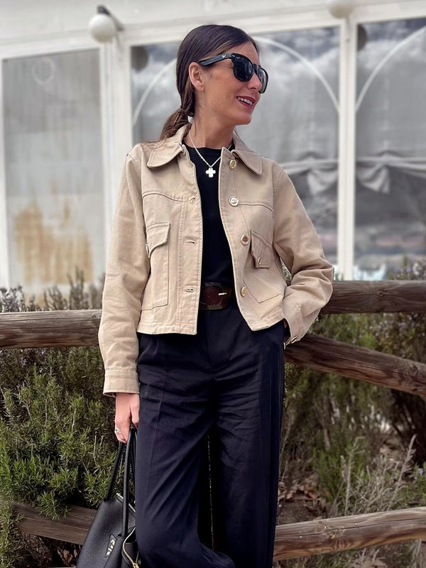 Y2K Fete Kaki Jachete Bomber scurte 2023 Toamna Moda Doamnelor Vintage buzunare Ținute Streetwear Femei Chic Palton Dulce