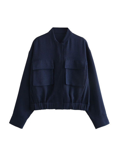 Vintage ženska široka bomber jakna 2023. Jesen Zima Elegantne kratke jakne Ležerna ženska ulična odjeća Gornja odjeća za djevojke Chic