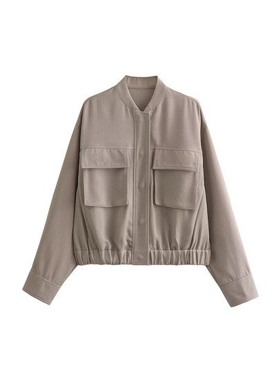 Vintage ženska široka bomber jakna 2023. Jesen Zima Elegantne kratke jakne Ležerna ženska ulična odjeća Gornja odjeća za djevojke Chic