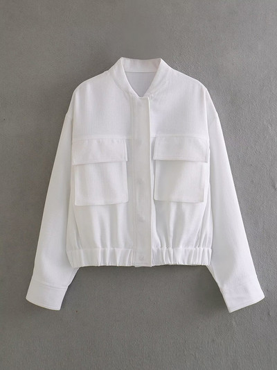 Vintage ženska široka bomber jakna 2023. Jesen Zima Elegantne kratke jakne Ležerna ženska ulična odjeća Gornja odjeća za djevojke Chic