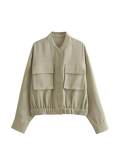 Vintage ženska široka bomber jakna 2023. Jesen Zima Elegantne kratke jakne Ležerna ženska ulična odjeća Gornja odjeća za djevojke Chic