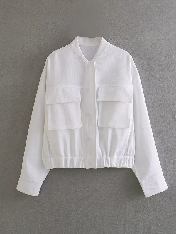 Vintage ženska široka bomber jakna 2023. Jesen Zima Elegantne kratke jakne Ležerna ženska ulična odjeća Gornja odjeća za djevojke Chic