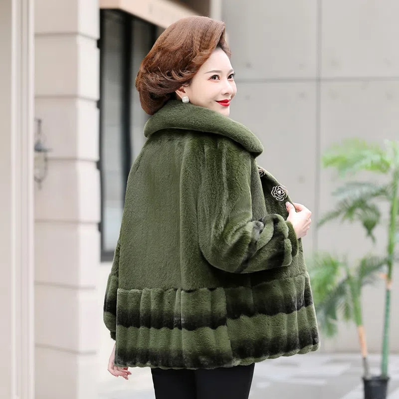 Mamă de vârstă mijlocie 6XL, toamnă iarnă, nouă haină din nurcă artificială, la modă, îngroșată, lângă, scurtă, de lână, parka caldă, îmbrăcăminte de îmbrăcăminte