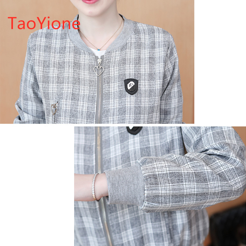 Jachetă bomber de baseball în carouri de toamnă coreeană 2022 pentru femei, la modă de birou, cu mâneci lungi, jachete scurte vintage, paltoane pentru femeie, pardesiu nou
