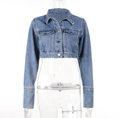 Ultrakratka traper jakna s dugim rukavima u američkom retro stilu, nova jesenska zgodna majica za sve Y2K traper majice