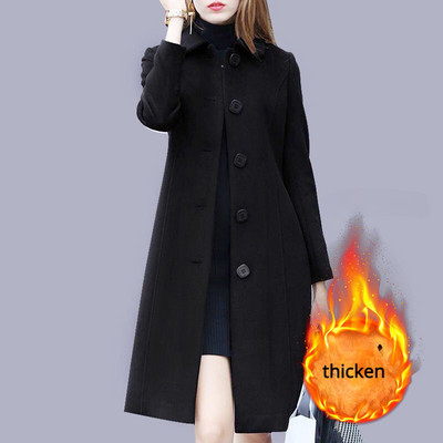 Brit stílusú hosszú gyapjúkabát női meleg elegáns divat luxus kivitel Női kabát Munka ingázás Vékony, hosszú ujjú kabát nagy méretű