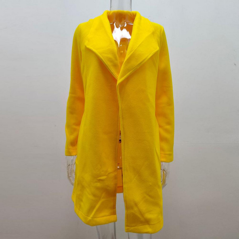 Cardigan Chic Gros, până la jumătatea gambei, haină de damă, mâneci lungi, haină de damă, rever pentru întâlniri