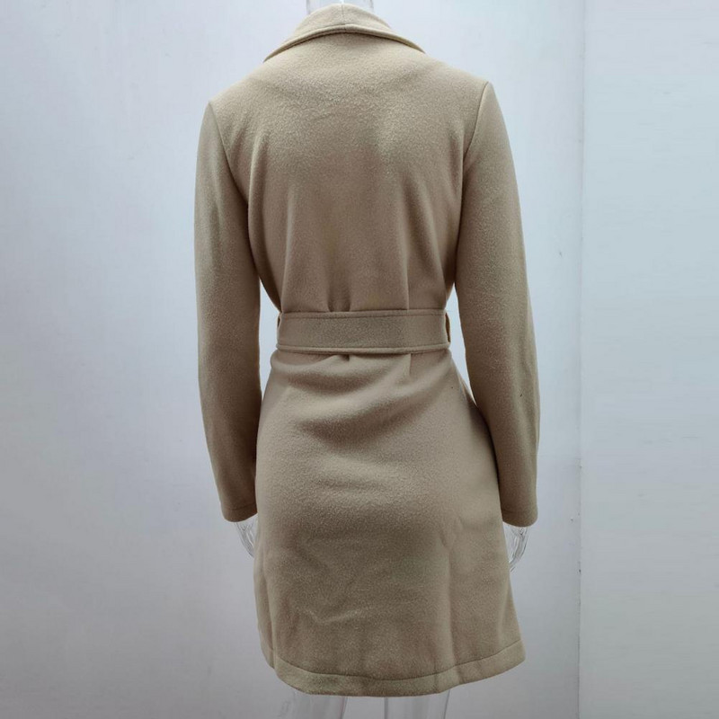 Cardigan Chic Gros, până la jumătatea gambei, haină de damă, mâneci lungi, haină de damă, rever pentru întâlniri