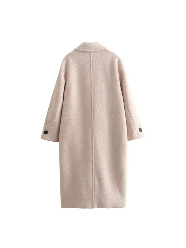 Francuski ženski kaput od buklea, ovratnik s preklopom, dugi rukavi, prednji preklopni džepovi, kaput s jednim kopčanjem, ženska ulična odjeća, topla zimska odjeća