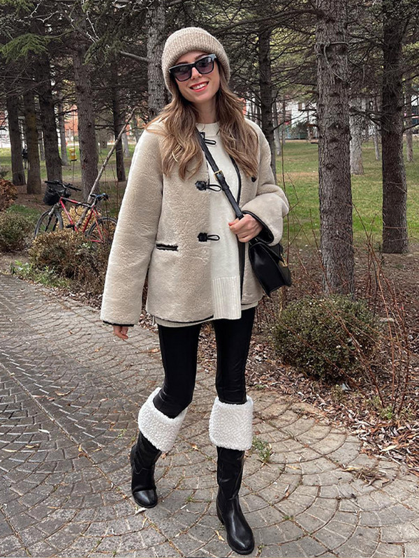 Krznene jakne Ženske 2023. Jesen Zima Lažni vuneni O-izrez Ženski kaput s jednorednim kopčanjem Ženski kaput Sveobuhvatna ležerna ženska odjeća