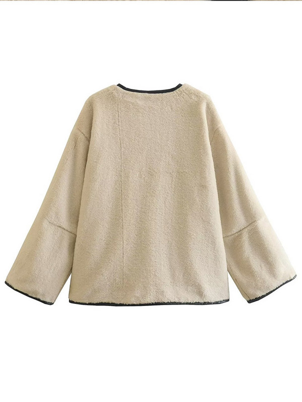 Krznene jakne Ženske 2023. Jesen Zima Lažni vuneni O-izrez Ženski kaput s jednorednim kopčanjem Ženski kaput Sveobuhvatna ležerna ženska odjeća