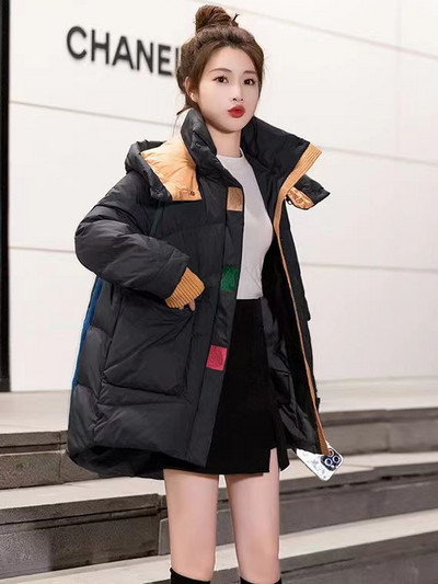 Mantoane noi de iarnă pentru femei Jachetă din bumbac Parka cu mânecă lungă Topuri cu glugă Jachete supraîncălzite Moda coreeană Brand oversize lejer