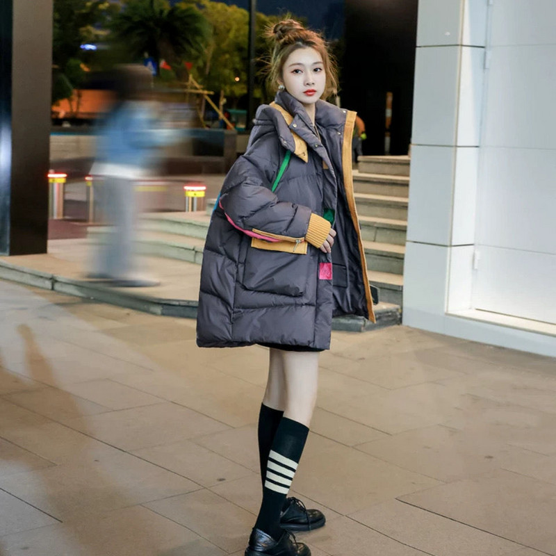 Mantoane noi de iarnă pentru femei Jachetă din bumbac Parka cu mânecă lungă Topuri cu glugă Jachete supraîncălzite Moda coreeană Brand oversize lejer