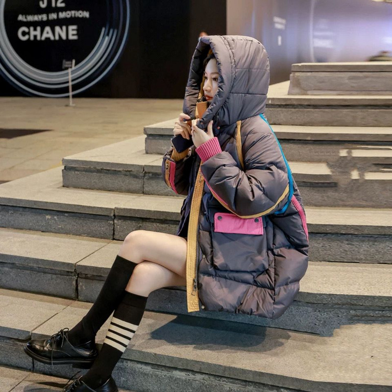 Mantoane noi de iarnă pentru femei Jachetă din bumbac Parka cu mânecă lungă Topuri cu glugă Jachete supraîncălzite Moda coreeană Brand oversize lejer