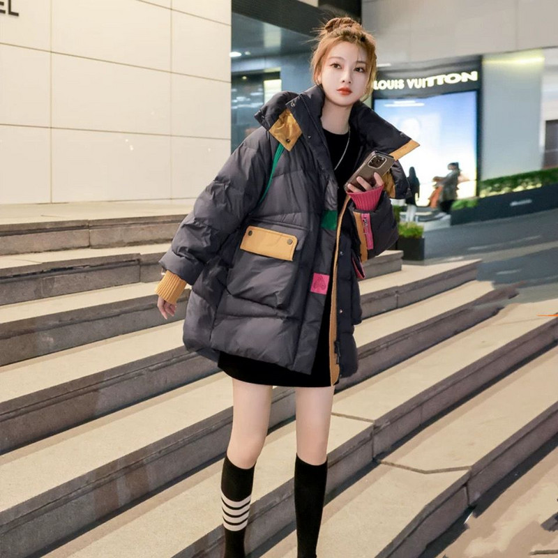 Mantoane noi de iarnă pentru femei Jachetă din bumbac Parka cu mânecă lungă Topuri cu glugă Jachete supraîncălzite Moda coreeană Brand oversize lejer