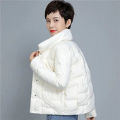 Palton scurt din bumbac cu guler în picioare pentru femei, toamnă iarnă 2023, parkas subțiri, ușoare, haine pentru femei, îmbrăcăminte caldă pentru femei