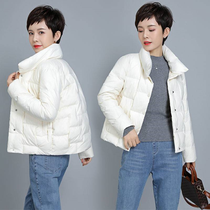 Palton scurt din bumbac cu guler în picioare pentru femei, toamnă iarnă 2023, parkas subțiri, ușoare, haine pentru femei, îmbrăcăminte caldă pentru femei