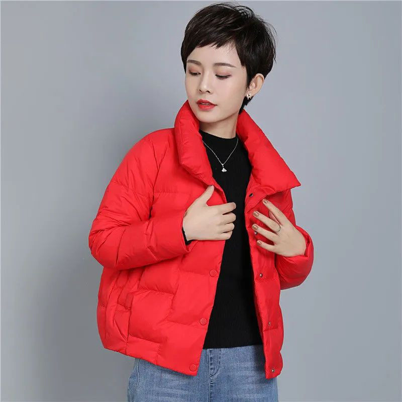 Palton scurt din bumbac cu guler în picioare pentru femei, toamnă iarnă 2023, parkas subțiri, ușoare, haine pentru femei, îmbrăcăminte caldă pentru femei