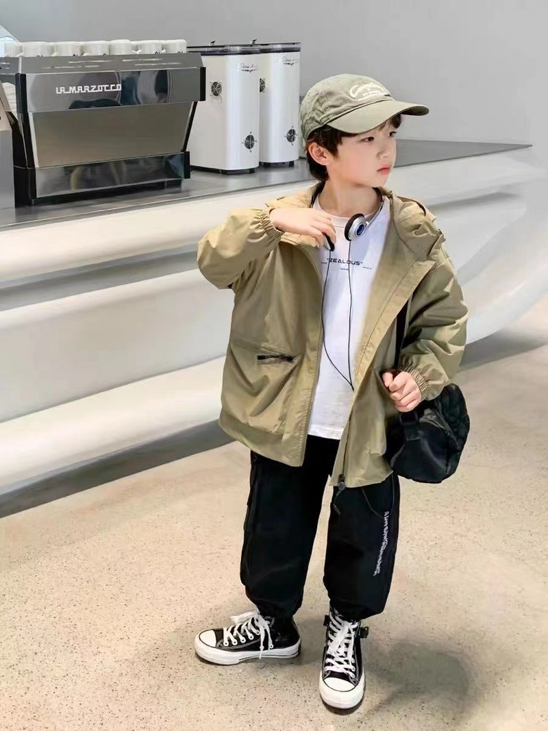 Nauji berniukiški švarkai, vaikiški paltai, madingi viršutiniai vaikų drabužiai, 2023 m. pavasaris ruduo 2023-007