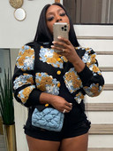 Jachetă lejeră ocazională cu imprimeu de flori Jachetă pentru femei Jachetă bomber pentru femei Jachetă colorblock femei iarnă primăvară toamnă stil sportiv nou