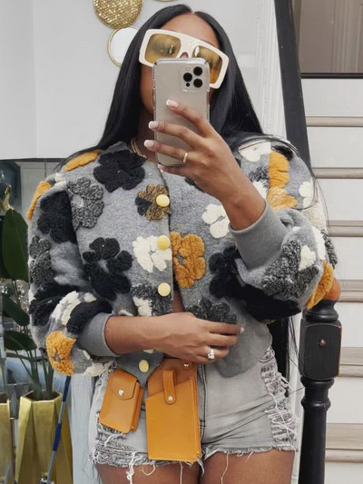 Jachetă lejeră ocazională cu imprimeu de flori Jachetă pentru femei Jachetă bomber pentru femei Jachetă colorblock femei iarnă primăvară toamnă stil sportiv nou